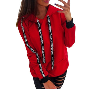 2019 Women Autumn Sweatshirt Women Long Sleeve Solid Hooded Pullover Tops Blouse Letter Print Hoodies Women Plus Size 5XL