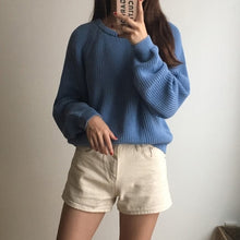 Load image into Gallery viewer, Korean Fashion Ladies Full Sleeve Women Knitting Sweater Solid O-Neck Pullover And Jumper Loose Sweater Hot Sale S80209Q