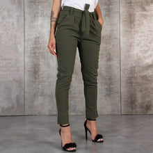 Load image into Gallery viewer, BornToGirl Casual Slim Chiffon Thin Pants For Women High Waist Black Khaki Green Pants