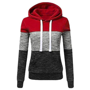 Hoodies Women Sweatshirts Fashion Womens Casual Hoodies Sweatshirt Patchwork Ladies Hooded Pullover Women Clothing Sweats Warm