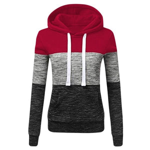 Hoodies Women Sweatshirts Fashion Womens Casual Hoodies Sweatshirt Patchwork Ladies Hooded Pullover Women Clothing Sweats Warm