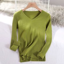 Load image into Gallery viewer, 2019 basic v-neck solid autumn winter Sweater Pullover Women Female Knitted sweater slim long sleeve badycon sweater cheap