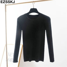 Load image into Gallery viewer, 2019 Knitted Women o-neck Sweater Pullovers spring Autumn Basic Women Sweaters Pullover Slim Fit Black cheap top