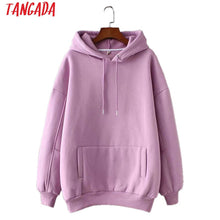 Load image into Gallery viewer, Tangada women fleece hoodie sweatshirts winter japanese fashion 2019 oversize ladies pullovers warm pocket hooded jacket SD60