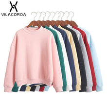 Load image into Gallery viewer, 9 Colors Winter Grey Hoodie Round Neck Long Sleeve Velvet Warm Sweatshirts Women Korean Black Loose Hoodies Female Casual Coat