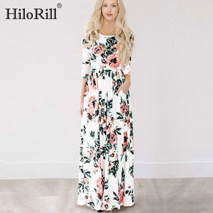 Long Dress Floral Print Boho Beach Dress Tunic Maxi Dress Women Evening Party Dress Sundress Vestidos de festa XXXL