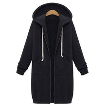 Load image into Gallery viewer, Wipalo 2019 Autumn Winter Casual Women Long Hoodies Sweatshirt Coat Zip Up Outerwear Hooded Jacket Plus Size velvet Outwear Tops