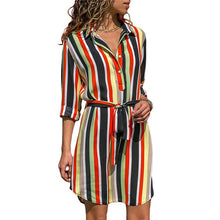 Load image into Gallery viewer, Long Sleeve Shirt Dress Boho Beach Dresses Women Casual Striped Print A-line Mini Party Dress Vestidos