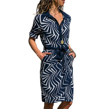 Load image into Gallery viewer, Long Sleeve Shirt Dress Boho Beach Dresses Women Casual Striped Print A-line Mini Party Dress Vestidos