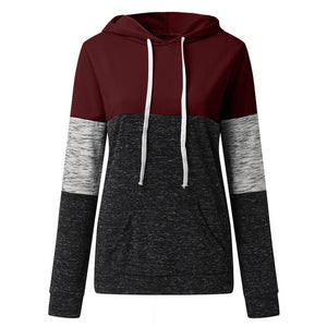 Hoodies Women Sweatshirts Fashion Womens Casual Hoodies Sweatshirt Patchwork Ladies Hooded Pullover Women Clothing Sweats Warm