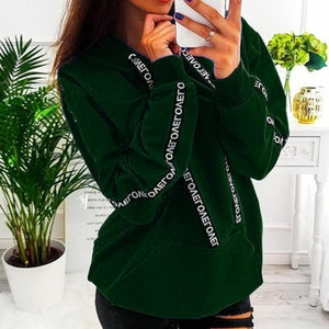 2019 Women Autumn Sweatshirt Women Long Sleeve Solid Hooded Pullover Tops Blouse Letter Print Hoodies Women Plus Size 5XL