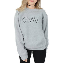 Load image into Gallery viewer, God Is Greater Than The Highs and Lows Women Sweatshirt Full Sleeve Believe Female Jesus Jumper Christian Pullover Drop Shipping