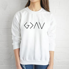 Load image into Gallery viewer, God Is Greater Than The Highs and Lows Women Sweatshirt Full Sleeve Believe Female Jesus Jumper Christian Pullover Drop Shipping