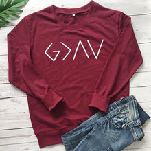 Load image into Gallery viewer, God Is Greater Than The Highs and Lows Women Sweatshirt Full Sleeve Believe Female Jesus Jumper Christian Pullover Drop Shipping