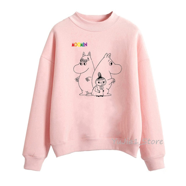 Cute Whisky Design Moomins hoodies women harajuku kawaii hoodie pink funny sudadera mujer winter clothes tracksuit sweatshirts