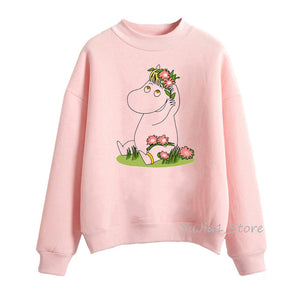 Cute Whisky Design Moomins hoodies women harajuku kawaii hoodie pink funny sudadera mujer winter clothes tracksuit sweatshirts