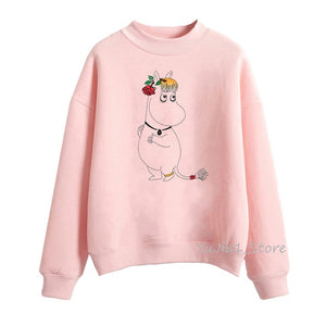 Cute Whisky Design Moomins hoodies women harajuku kawaii hoodie pink funny sudadera mujer winter clothes tracksuit sweatshirts