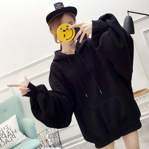 chic Solid  oversized hoodie women  floral o-neck female autumn winter casual  long sleeve pullovers hoodie  sweatshirts