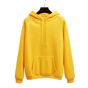 Zuolunouba 2018 winter Casual Fleece women Hoodies Sweatshirts long sleeve yellow girl Pullovers loose Hooded Female thick coat