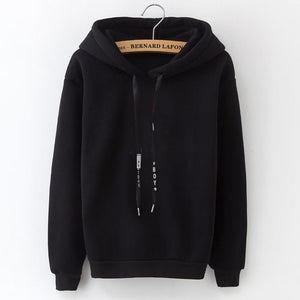 LANSHANQUE S-XXXL Autumn Winter Fleece Harajuku Pullover Solid Thick Loose Women Hoodies Sweatshirts Female Casual Coat