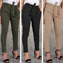 Load image into Gallery viewer, BornToGirl Casual Slim Chiffon Thin Pants For Women High Waist Black Khaki Green Pants