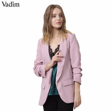 Load image into Gallery viewer, Vadim women elegant 4  blazer crimping three quarter sleeve outerwear notched pocket office casual tops CT1504