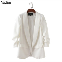 Load image into Gallery viewer, Vadim women elegant 4  blazer crimping three quarter sleeve outerwear notched pocket office casual tops CT1504