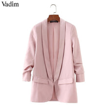 Load image into Gallery viewer, Vadim women elegant 4  blazer crimping three quarter sleeve outerwear notched pocket office casual tops CT1504