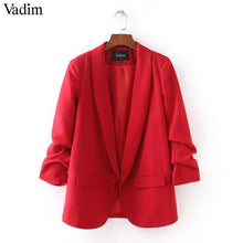 Load image into Gallery viewer, Vadim women elegant 4  blazer crimping three quarter sleeve outerwear notched pocket office casual tops CT1504