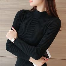 Load image into Gallery viewer, Knitting Women Sweaters And Pullovers Solid Color Turtleneck Slim Casual Ladies Knitted Sweater Winter New Chic Lace Pullover