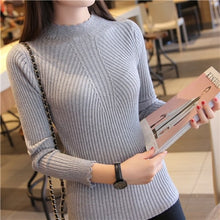 Load image into Gallery viewer, Knitting Women Sweaters And Pullovers Solid Color Turtleneck Slim Casual Ladies Knitted Sweater Winter New Chic Lace Pullover