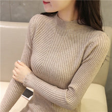 Load image into Gallery viewer, Knitting Women Sweaters And Pullovers Solid Color Turtleneck Slim Casual Ladies Knitted Sweater Winter New Chic Lace Pullover