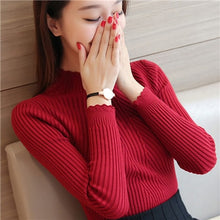 Load image into Gallery viewer, Knitting Women Sweaters And Pullovers Solid Color Turtleneck Slim Casual Ladies Knitted Sweater Winter New Chic Lace Pullover