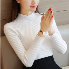 Load image into Gallery viewer, Knitting Women Sweaters And Pullovers Solid Color Turtleneck Slim Casual Ladies Knitted Sweater Winter New Chic Lace Pullover