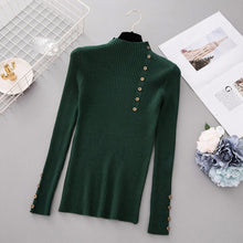 Load image into Gallery viewer, New Fashion Button Turtleneck Sweater Women Spring Autumn Solid Knitted Pullover Women Slim Soft Jumper Sweater Female Knit Tops