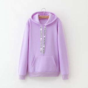 2019 New Social Harajuku Hoodies For Girls Solid Color Hooded Tops Women's Sweatshirt Long-sleeved Winter Velvet Thickening Coat