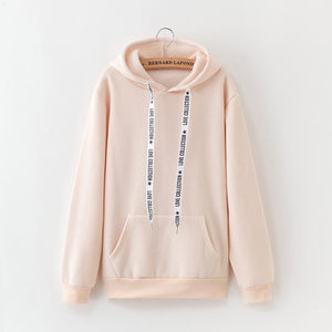 2019 New Social Harajuku Hoodies For Girls Solid Color Hooded Tops Women's Sweatshirt Long-sleeved Winter Velvet Thickening Coat