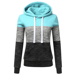 Hoodies Women Sweatshirts Fashion Womens Casual Hoodies Sweatshirt Patchwork Ladies Hooded Pullover Women Clothing Sweats Warm