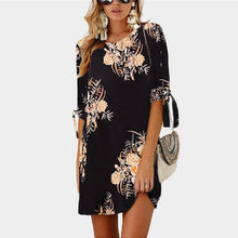 Load image into Gallery viewer, Women Summer Dress Boho Style Floral Print Chiffon Beach Dress Tunic Sundress Loose Mini Party Dress Vestidos Plus Size 5XL