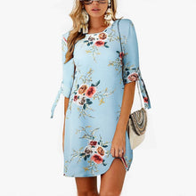 Load image into Gallery viewer, Women Summer Dress Boho Style Floral Print Chiffon Beach Dress Tunic Sundress Loose Mini Party Dress Vestidos Plus Size 5XL