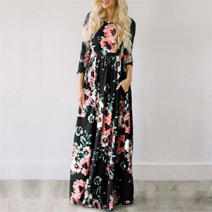 Long Dress Floral Print Boho Beach Dress Tunic Maxi Dress Women Evening Party Dress Sundress Vestidos de festa XXXL