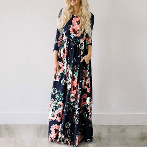 Long Dress Floral Print Boho Beach Dress Tunic Maxi Dress Women Evening Party Dress Sundress Vestidos de festa XXXL