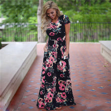 Load image into Gallery viewer, Long Dress Floral Print Boho Beach Dress Tunic Maxi Dress Women Evening Party Dress Sundress Vestidos de festa XXXL