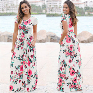 Long Dress Floral Print Boho Beach Dress Tunic Maxi Dress Women Evening Party Dress Sundress Vestidos de festa XXXL