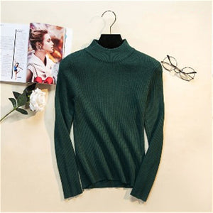 2019 Autumn Winter Women Pullovers Sweater Knitted Elasticity Casual Jumper Fashion Slim Turtleneck Warm Female Sweaters