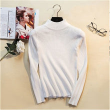 Load image into Gallery viewer, 2019 Autumn Winter Women Pullovers Sweater Knitted Elasticity Casual Jumper Fashion Slim Turtleneck Warm Female Sweaters